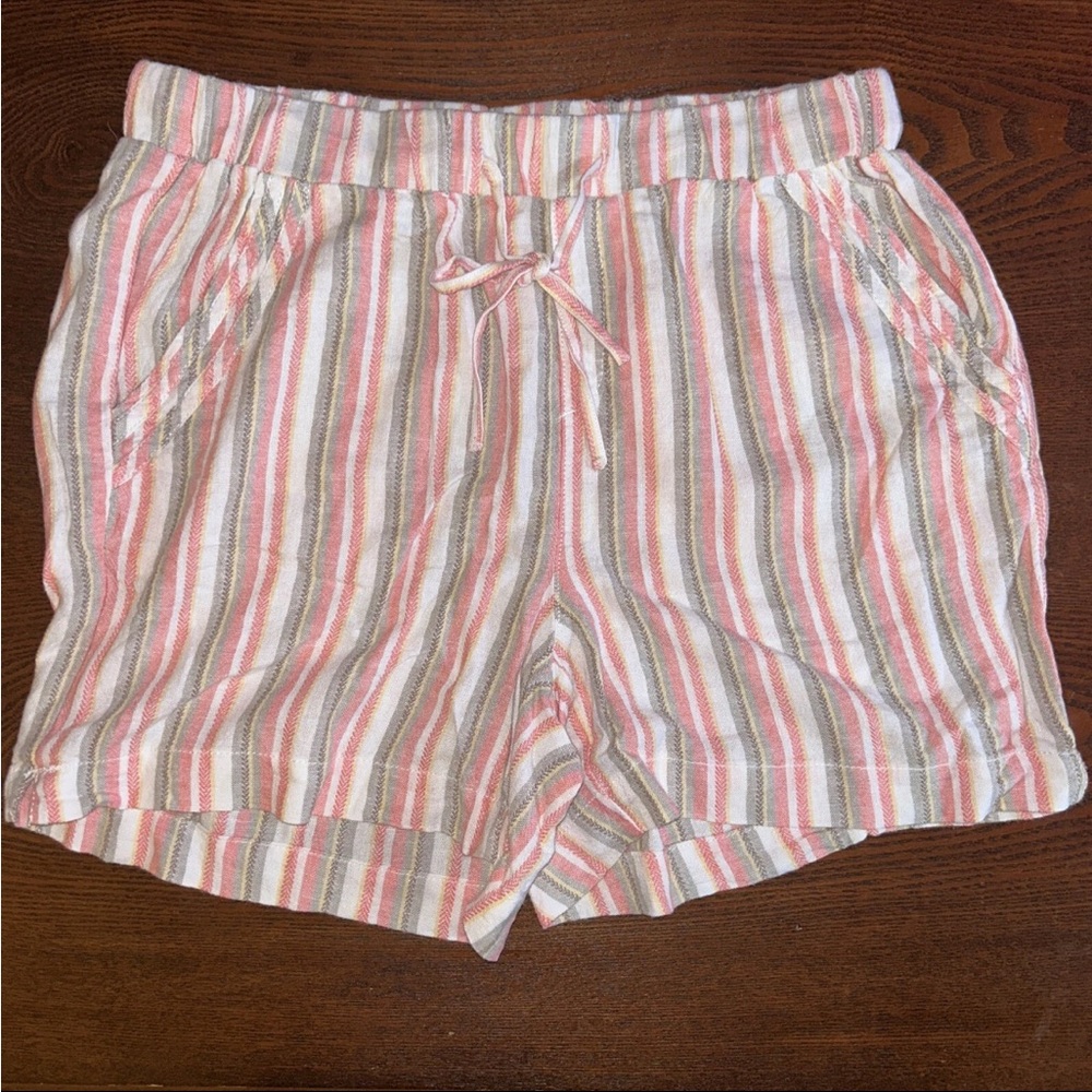 Briggs NY Women's Pull-On High Waist Perfect Summer Shorts pink and white stripe